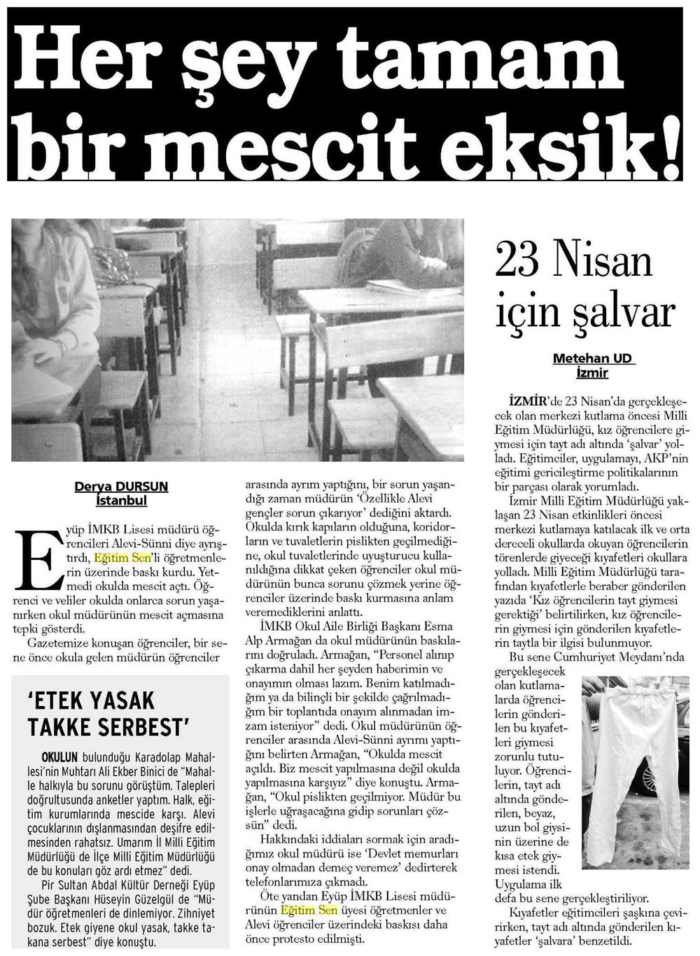 Her Şey Tamam Bir Mescit Eksik! - Evrensel