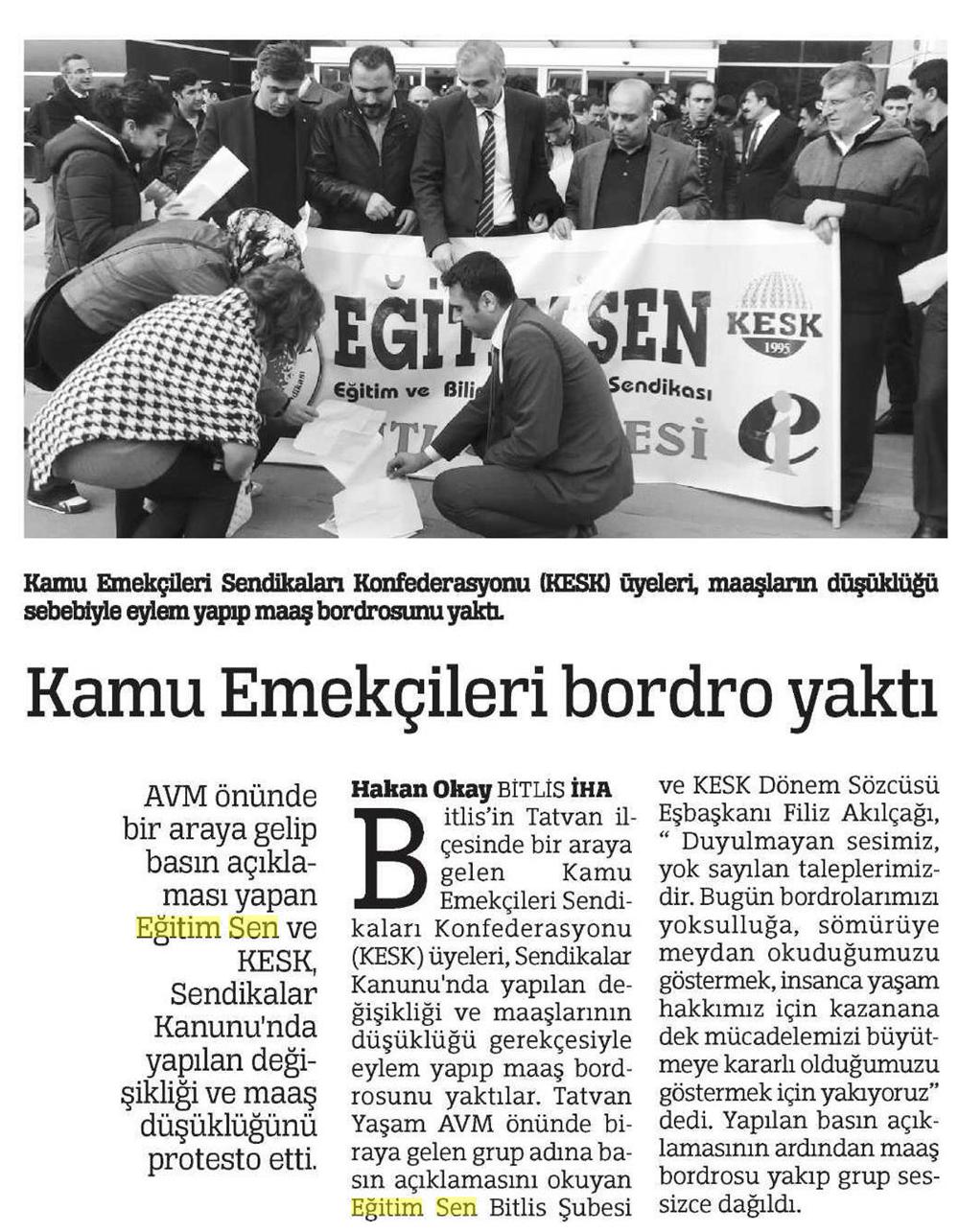 Kamu Emekçileri Bordro Yaktı - Türkiye Erzurum