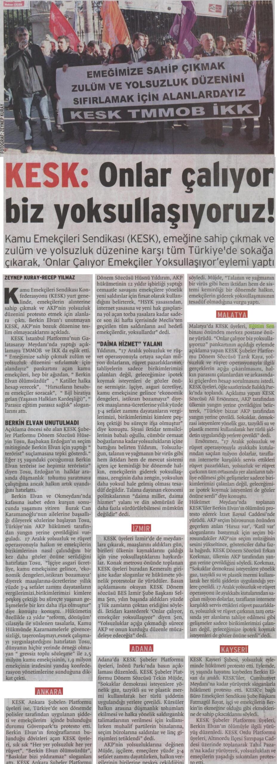 KESK: Onlar Çalıyor Biz Yoksullaşıyoruz! - Birgün