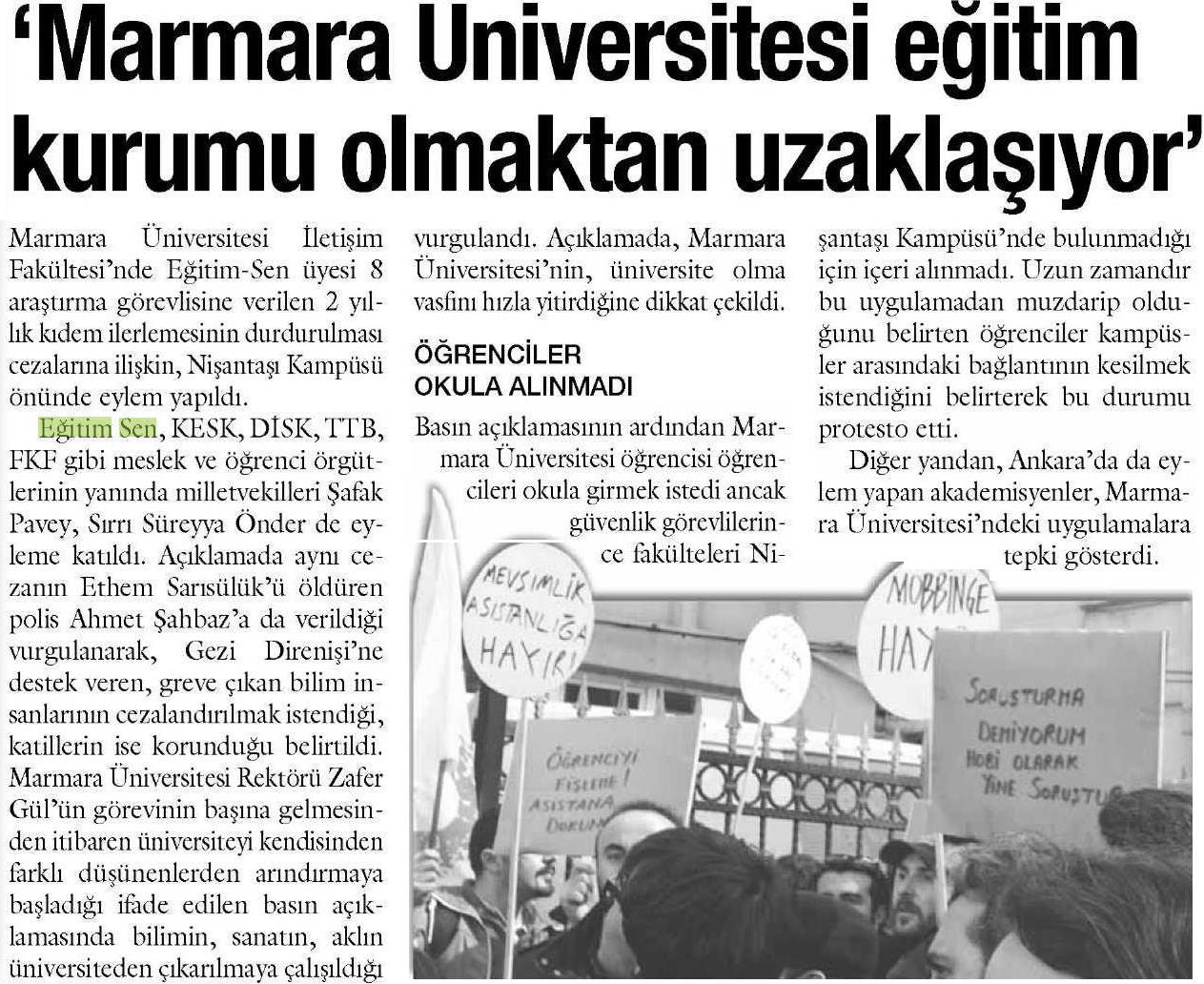 Marmara Üniversitesi Eğitim Kurumu Olmaktan Çıkmıştır - Sol