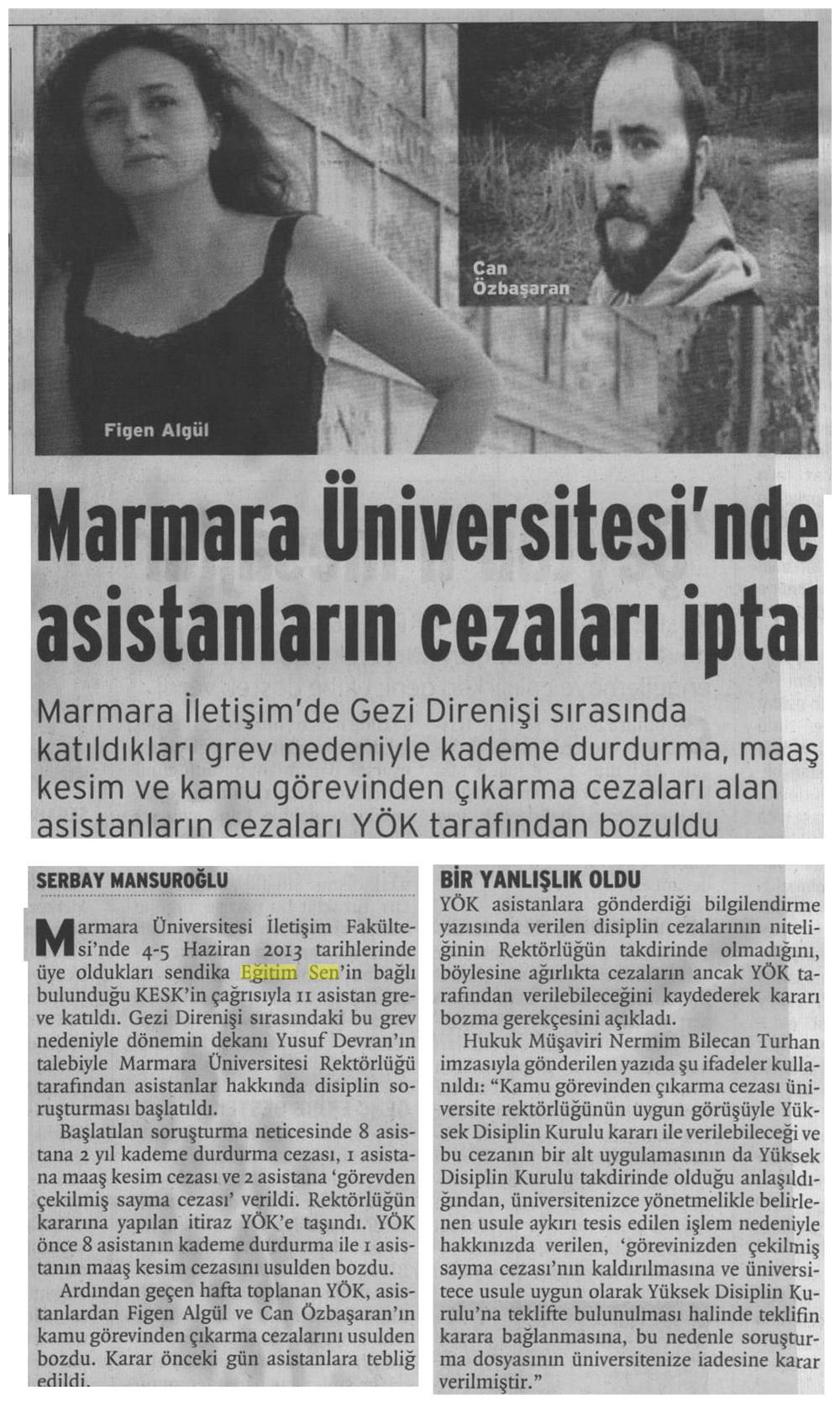 Marmara Üniversitesi'nde Asistanların Cezaları İptal - Birgün