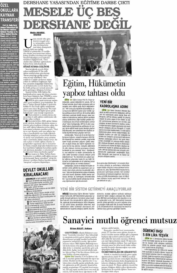 Mesele Üç Beş Dershane Değil - Evrensel