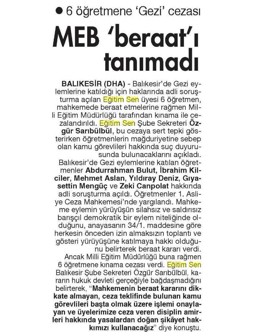 Milli Eğitim 'Beraat'i Tanımadı - Cumhuriyet