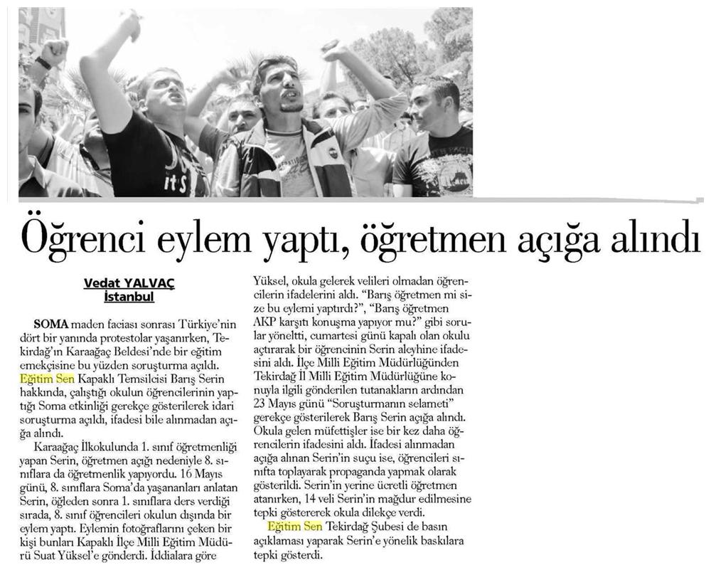 Öğrenci Eylem Yaptı, Öğretmen Açığa Alındı - Evrensel