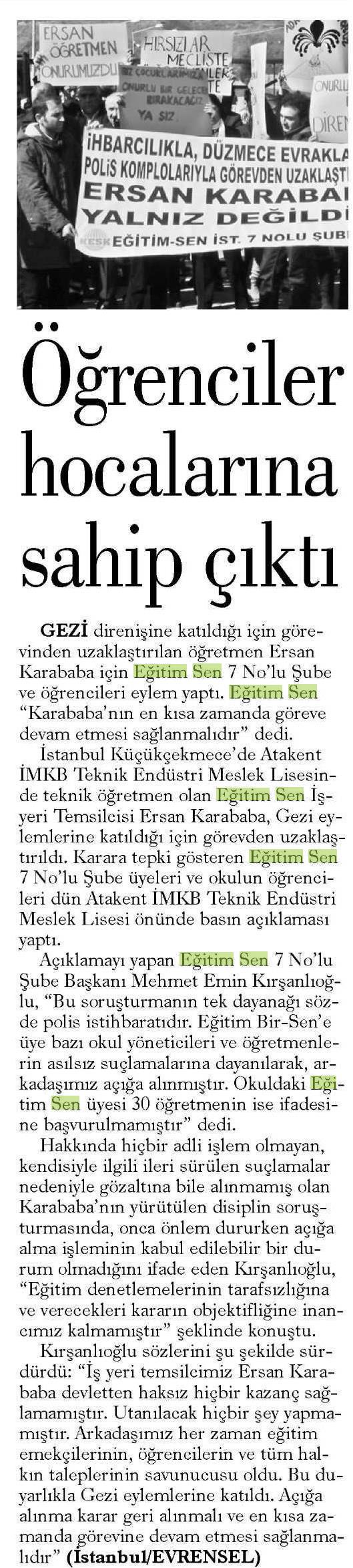 Öğrenciler Hocalarına Sahip Çıktı - Evrensel