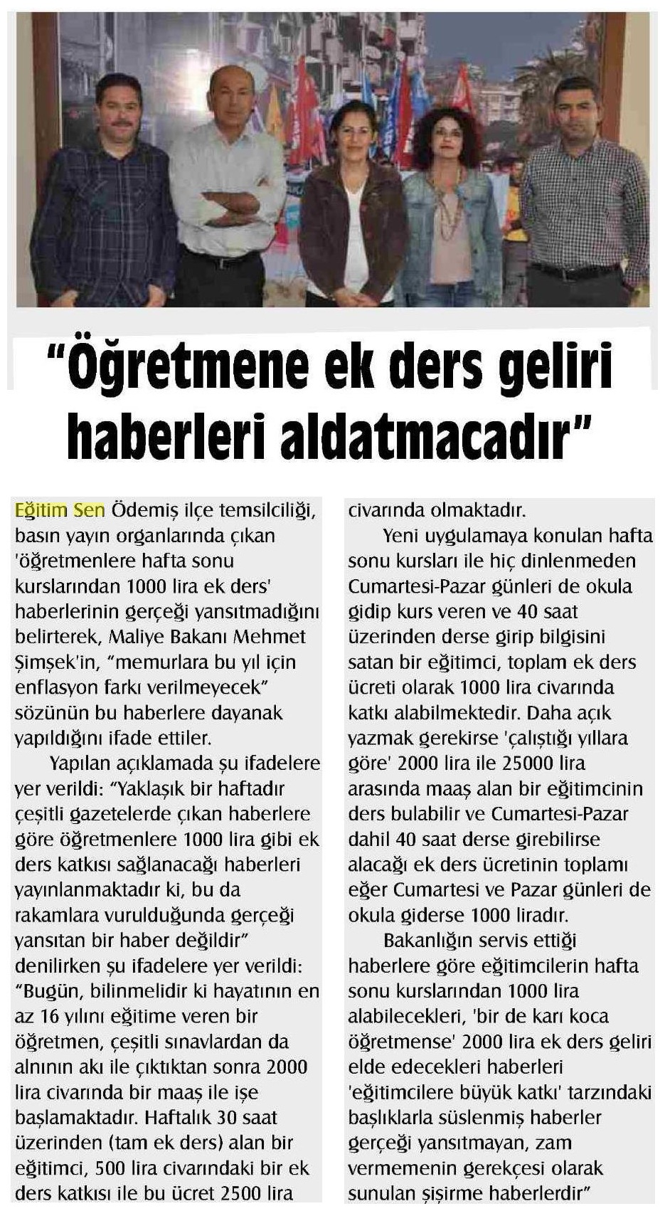 Öğretmene Ek Ders Geliri Haberleri Aldatmacadır - Küçük Menderes