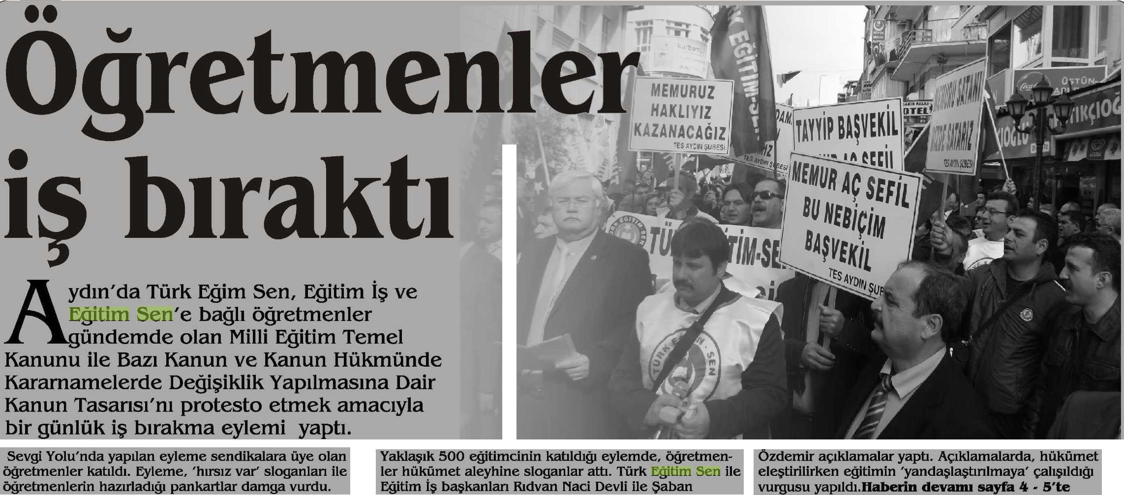 Öğretmenler İş Bıraktı - Aydın SES