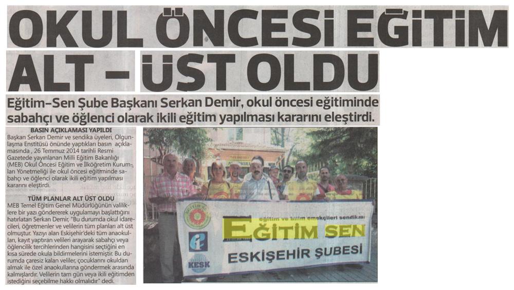 Okulöncesi Eğitim Altüst Oldu - Eskişehir Sakarya Gazetesi