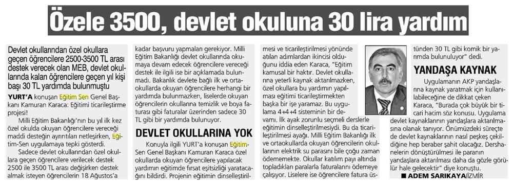Özele 3500, Devlet Okuluna 30 Lira Yardım - Yurt