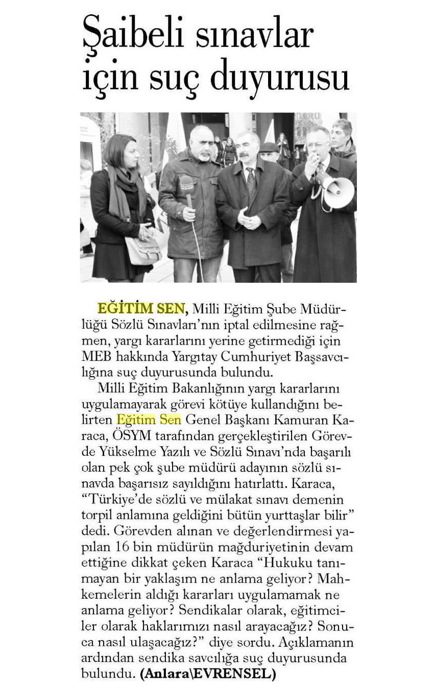 Şaibeli Sınavlar İçin Suç Duyurusu - Evrensel