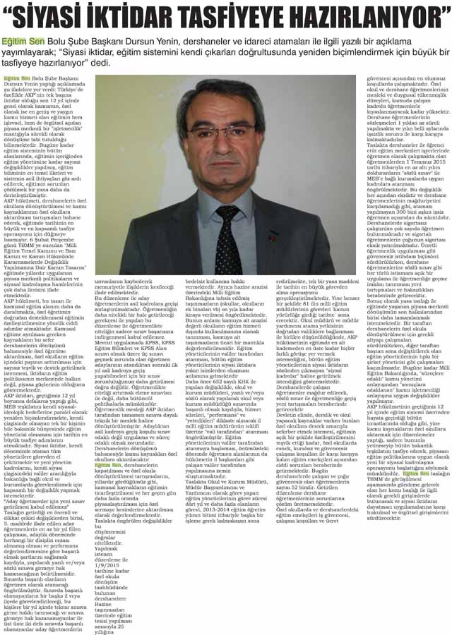 Siyasi İktidar Tasfiyeye Hazırlanıyor - Memleketim Bolu