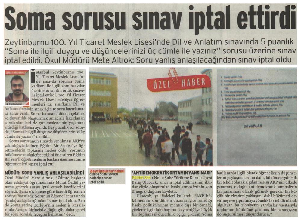 Soma Sorusu Sınav İptal Ettirdi - Birgün