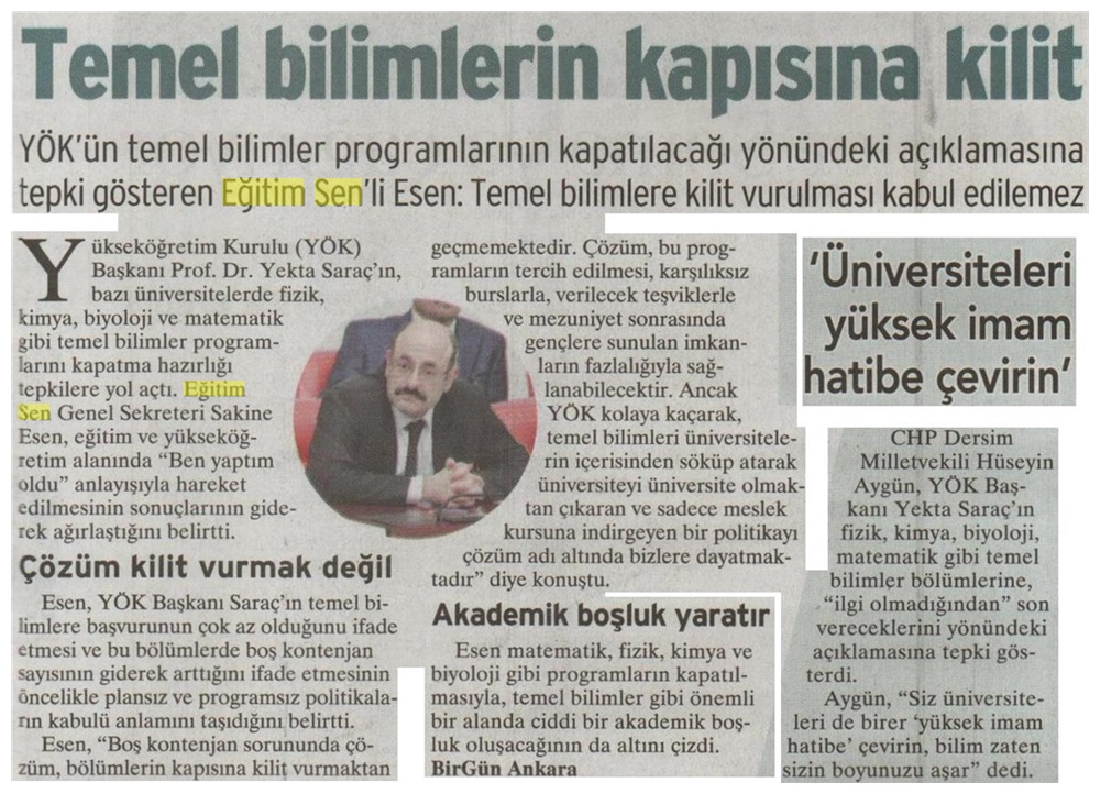 Temel Bilimlerin Kapısına Kilit - Birgün
