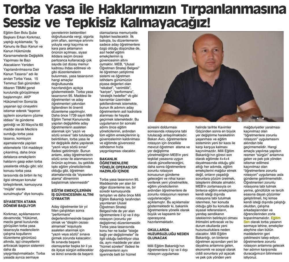 Torba Yasa ile Haklarımıza Tırpanlanmasına Sessiz ve Tepkisiz Kalmayacağız - Bolu Olay