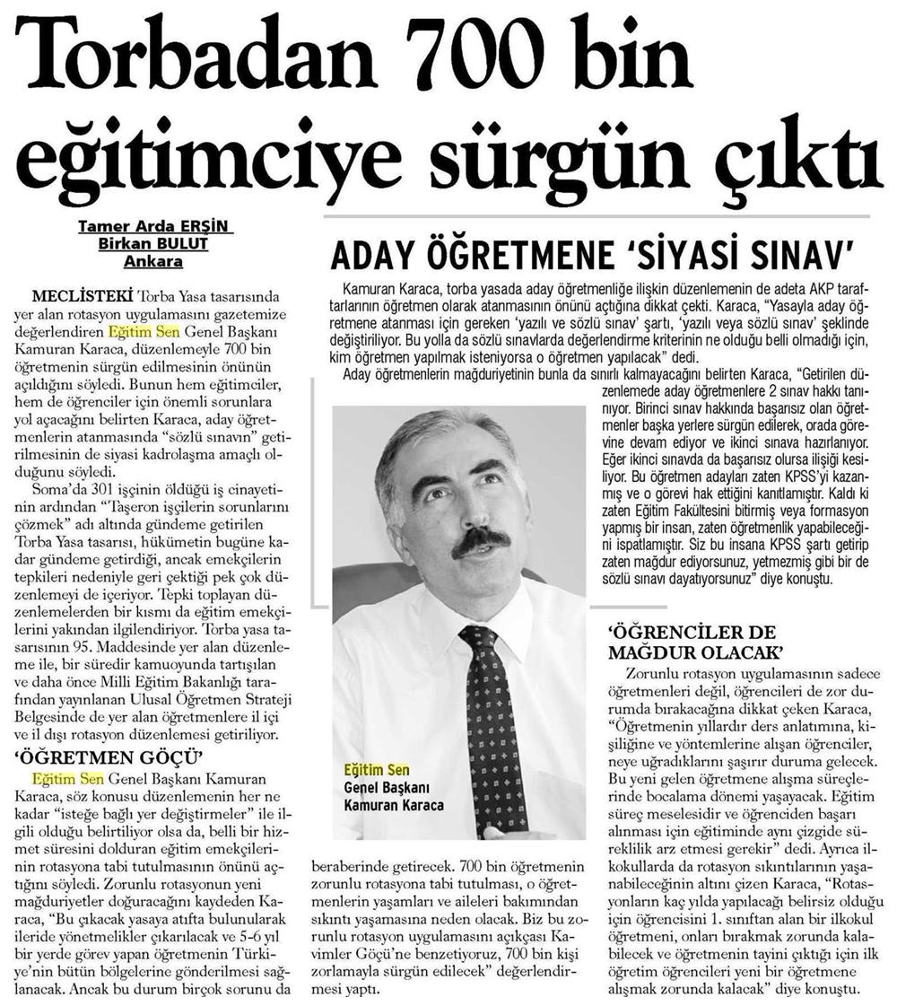 Torbadan 700 Bin Eğitimciye Sürgün Çıktı - Evrensel