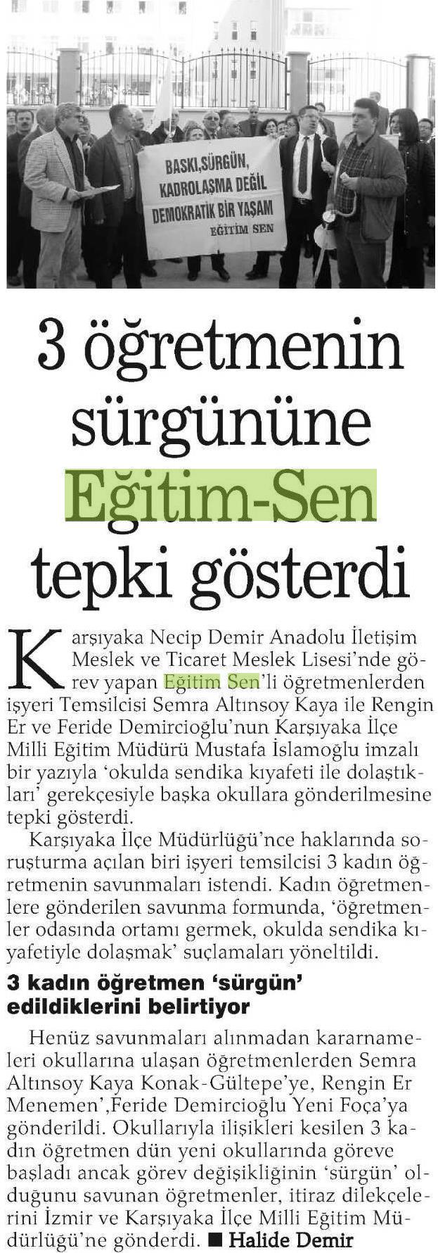 Üç Öğretmenin Sürgününe Eğitim Sen Tepki Gösterdi - Haber Ekspres
