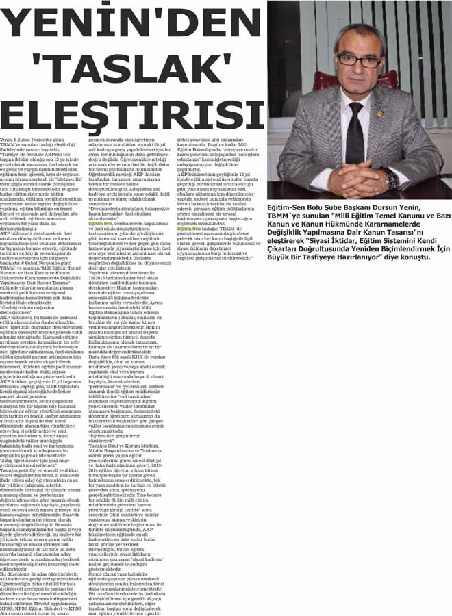 Yenin'den Taslak Eleştirisi - Bolu Gündem