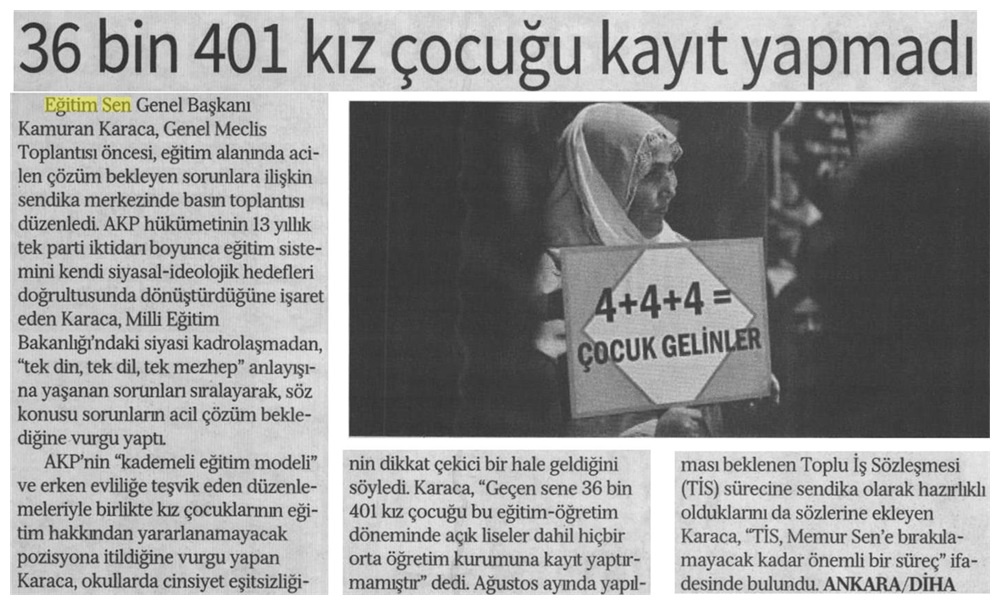36 Bin 401 Kız Çocuğu Kayıt Yaptırmadı - Özgür Gündem