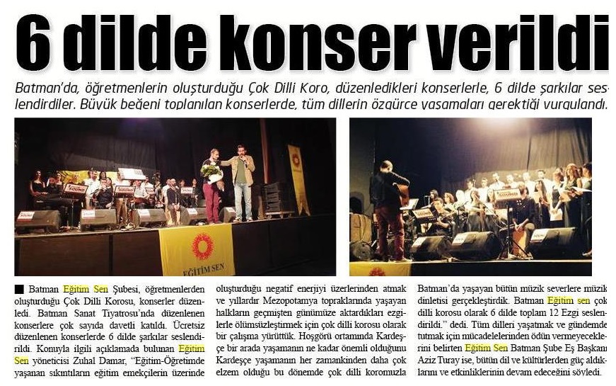 6 Dilde Konser Verildi - Batman Doğuş Gazetesi