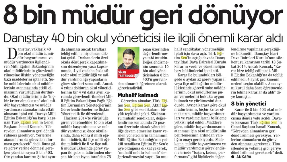 8 Bin Müdür Geri Dönüyor - Cumhuriyet