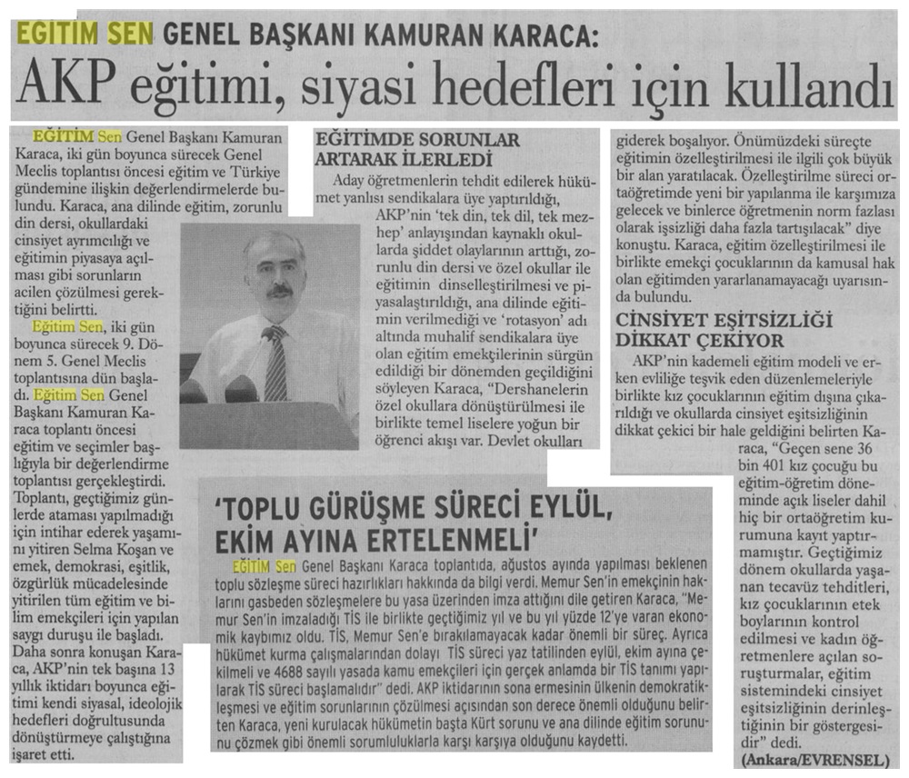 AKP Eğitimi Siyasi Hedefleri İçin Kullandı - Evrensel