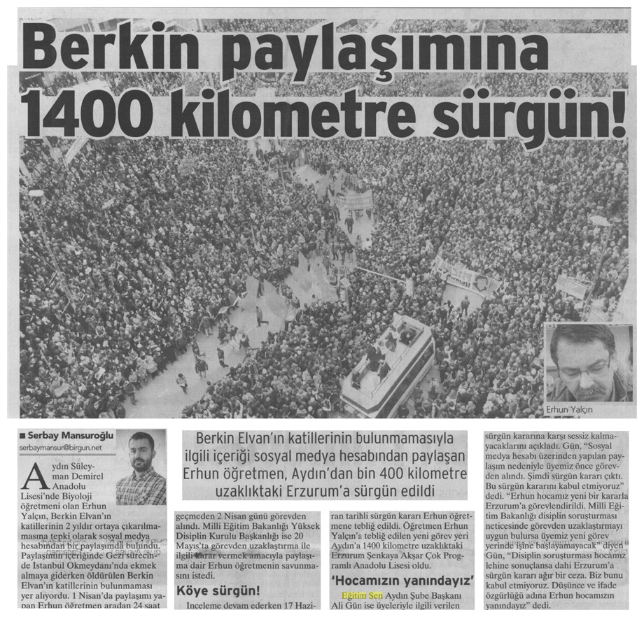 Berkin Paylaşımına 1400 Metre Sürgün - Birgün