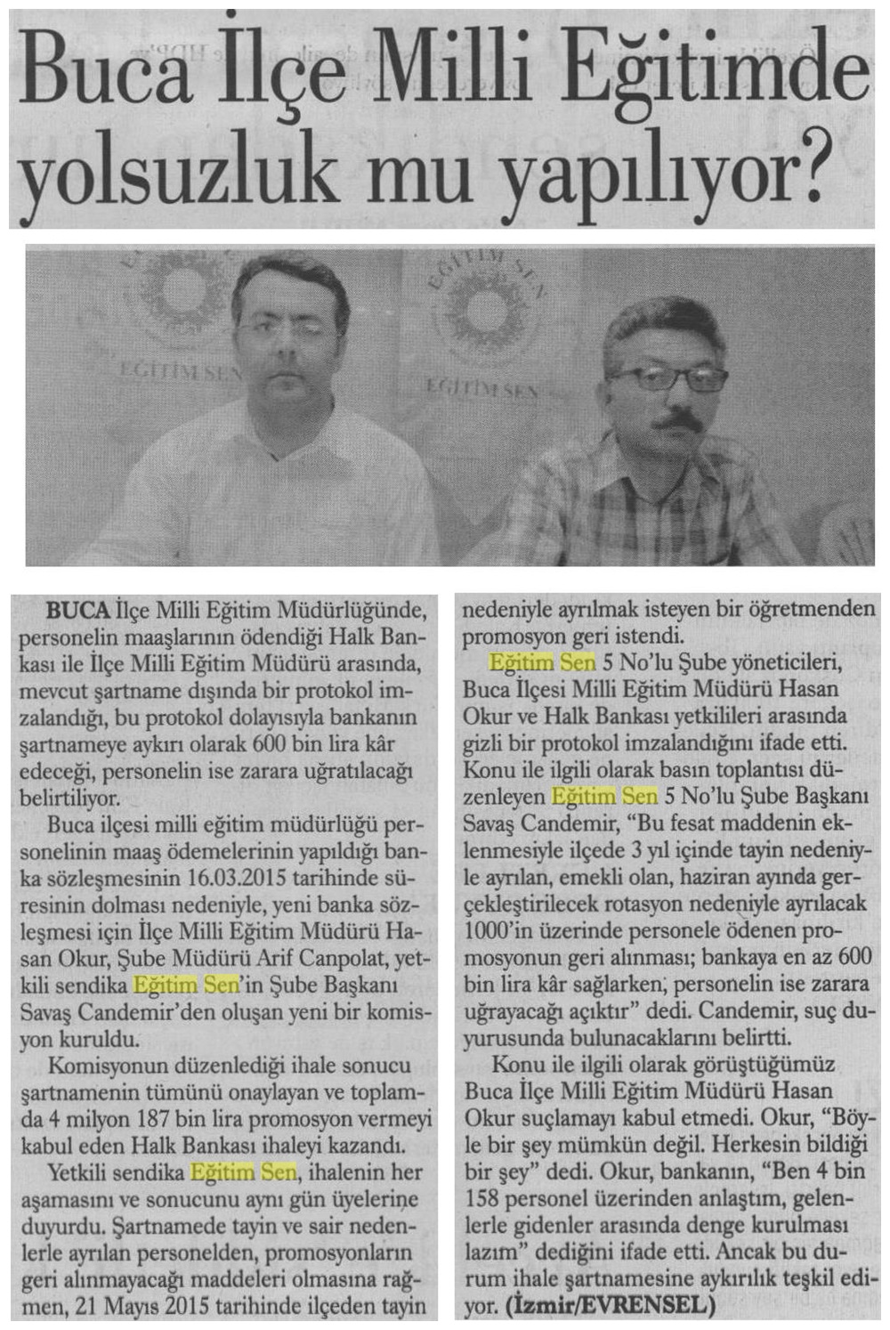 Buca İlçe Milli Eğitim'de Yolsuzluk Mu Yapılıyor? - Evrensel