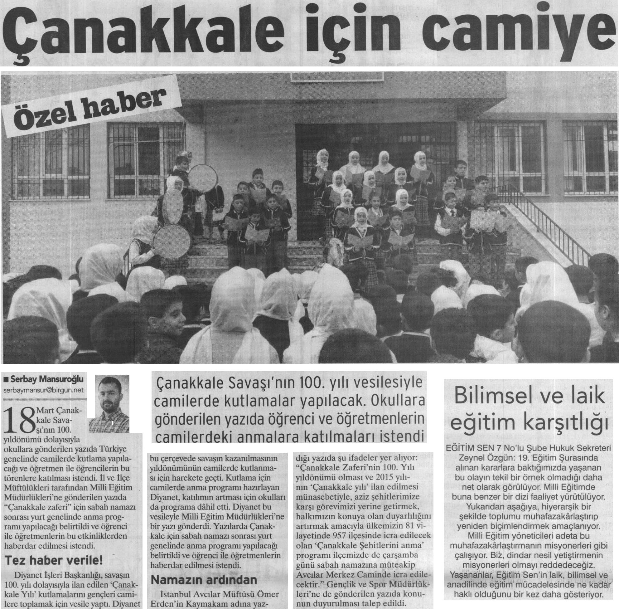 Çanakkale İçin Camiye - Birgün