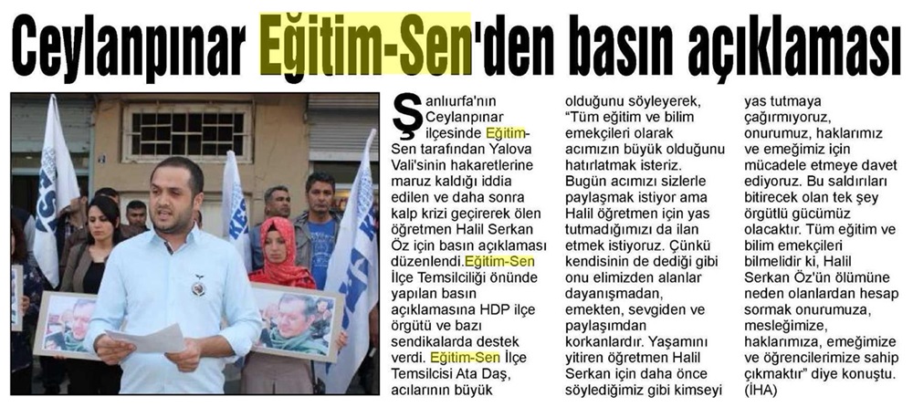 Ceylanpınar Eğitim Sen'den Basın Açıklaması - Şanlıurfa