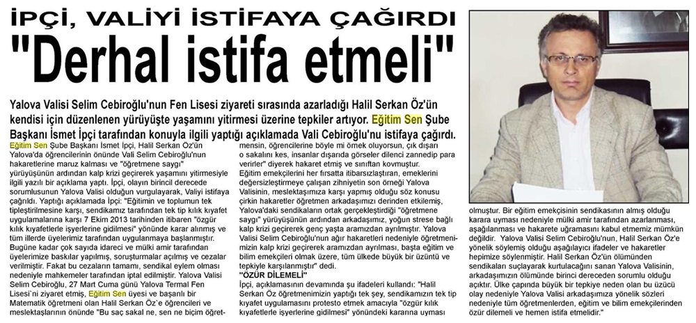 'Derhal İstifa Etmeli' - Bartın Hergün