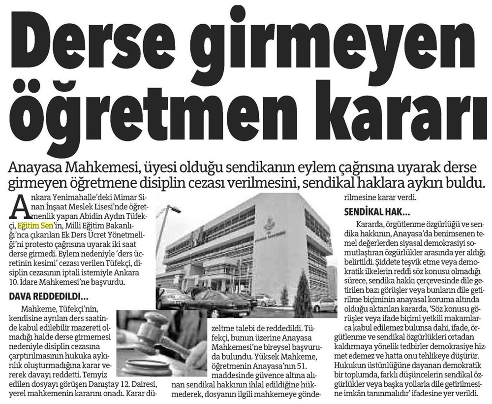 Derse Girmeyen Öğretmen Kararı - Bursa Olay Gazetesi