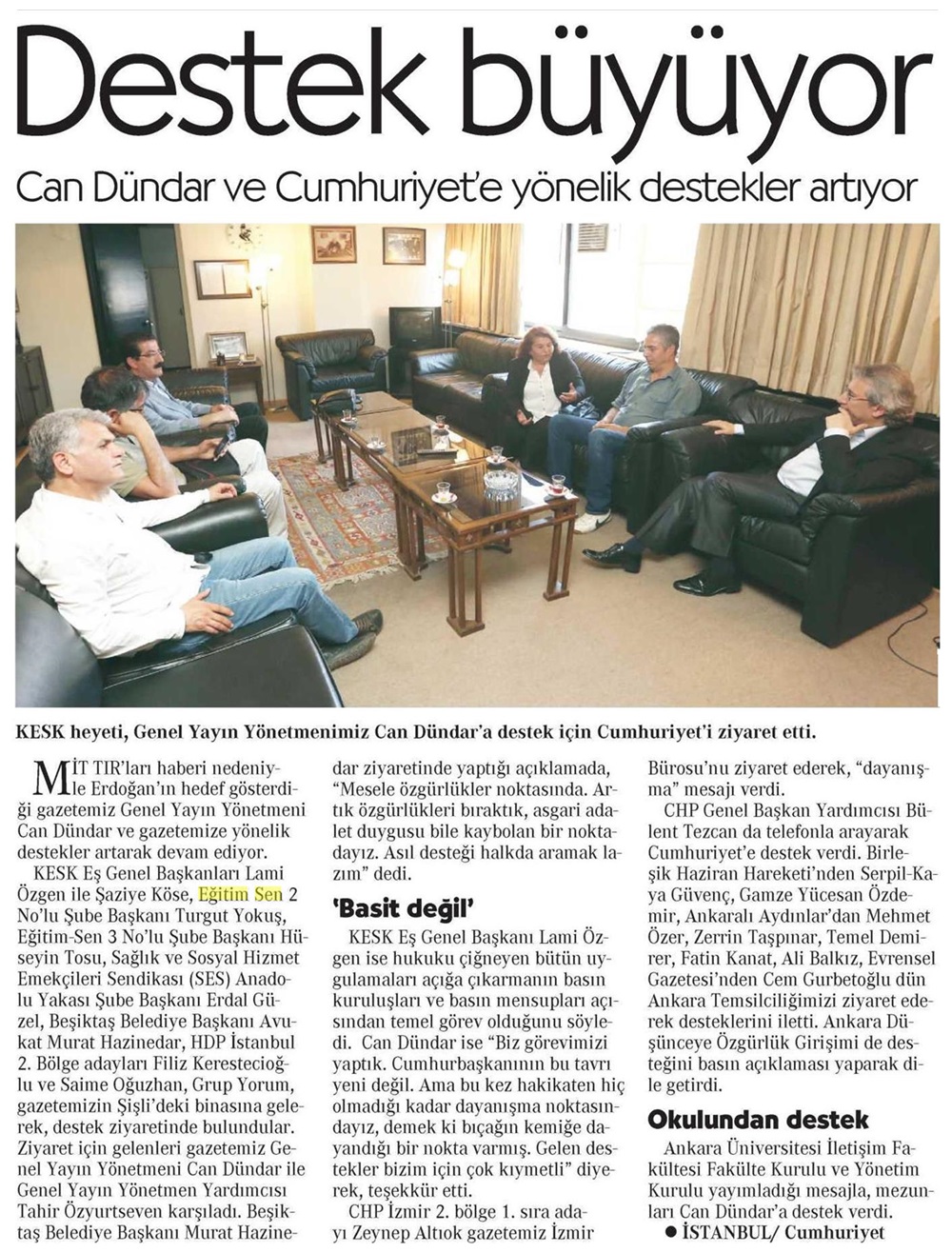 Destek Büyüyor - Cumhuriyet Ankara