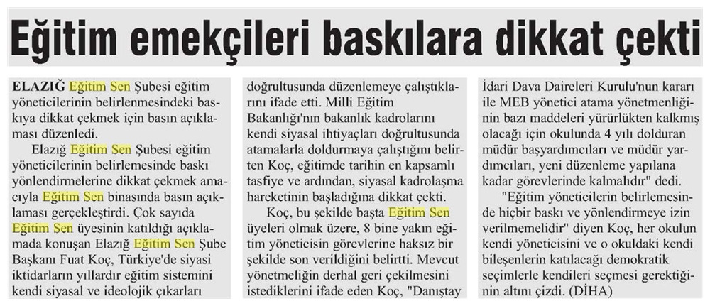 Eğitim Emekçileri Baskılara Dikkat Çekti - Güneydoğu Ekspres