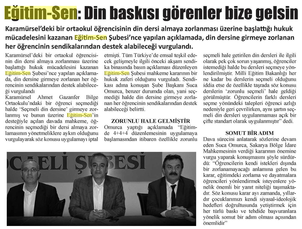 Eğitim Sen: Din Baskısı Görenler Bize Gelsin - Nefes Gazetesi