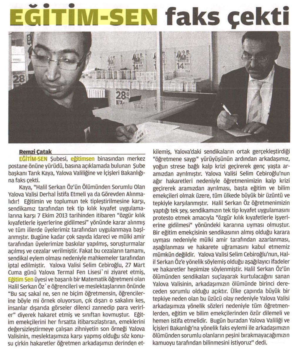 Eğitim Sen Faks Çekti - Halkın Gazetesi Sonsöz