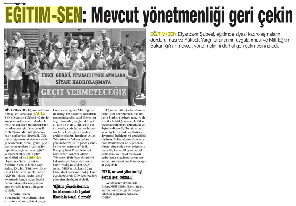 Eğitim Sen: Mevcut Yönetmeliği Geri Çekin - Güneydoğu Ekspres