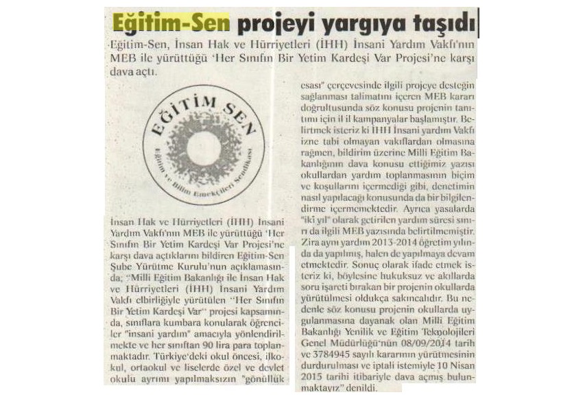 Eğitim Sen Projeyi Yargıya Taşıdı - Çanakkale Havadis