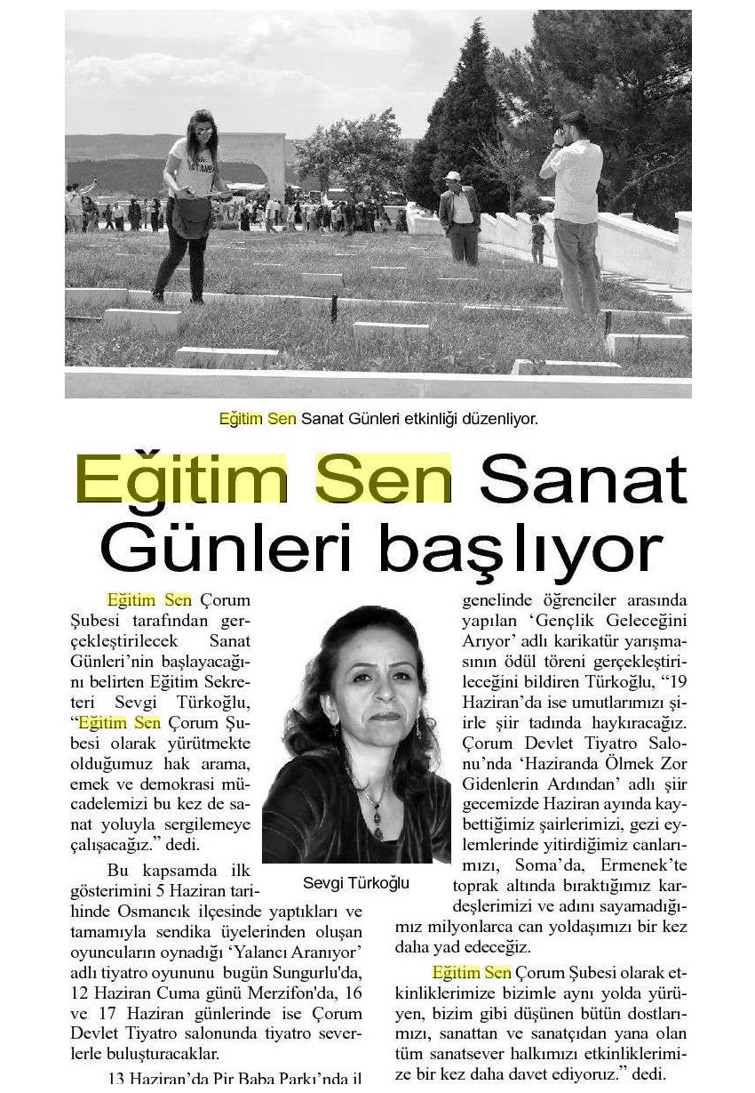 Eğitim Sen Sanat Günleri Başlıyor - Çorum Hakimiyet