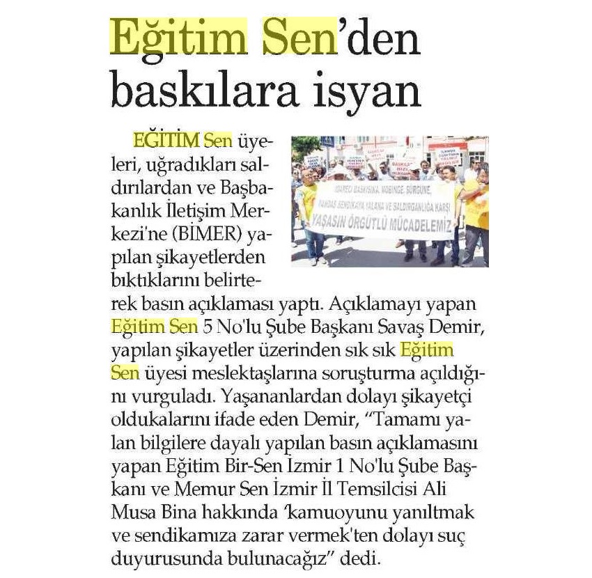 Eğitim Sen'den Baskılara İsyan - İzmir 9 Eylül