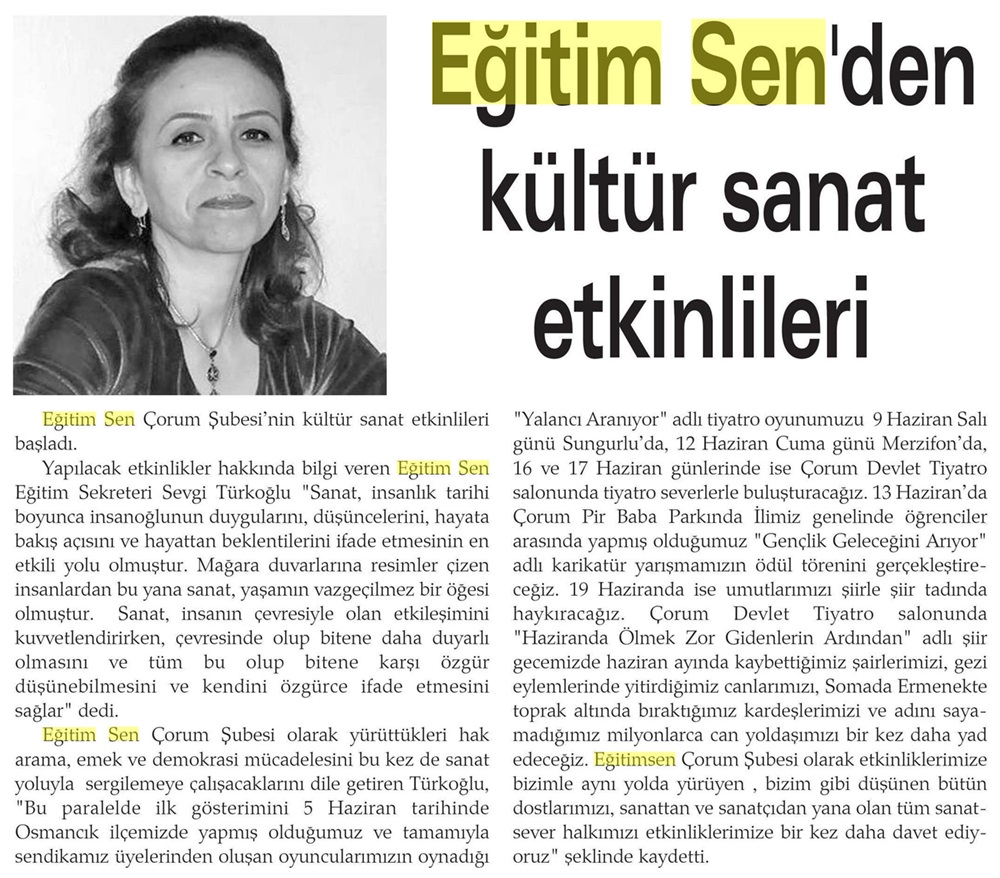 Eğitim Sen'den Kültür Sanat Etkinlikleri - Tek Yıldız