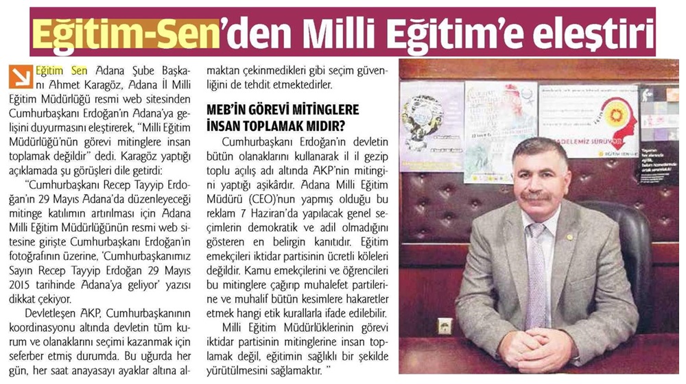 Eğitim Sen'den Milli Eğitim'e Eleştiri - Adana Medya