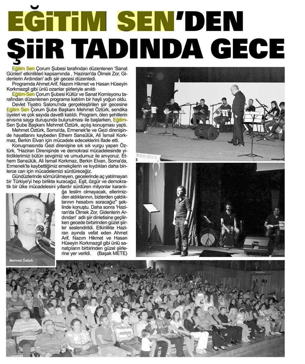 Eğitim Sen'den Şiir Tadında Gece - Dost Haber (Çorum)