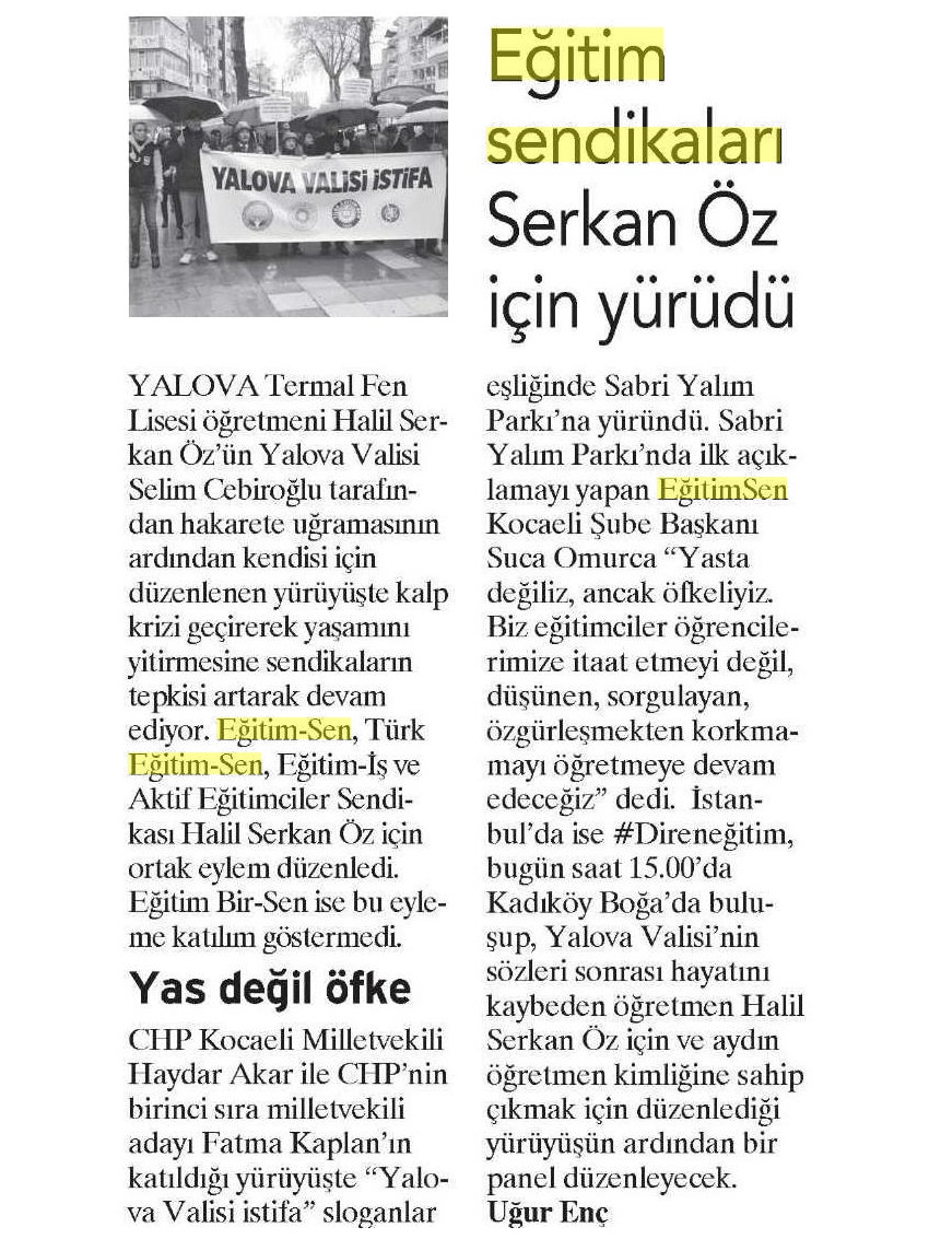 Eğitim Sendikaları Serkan Öz İçin Yürüdü - Birgün