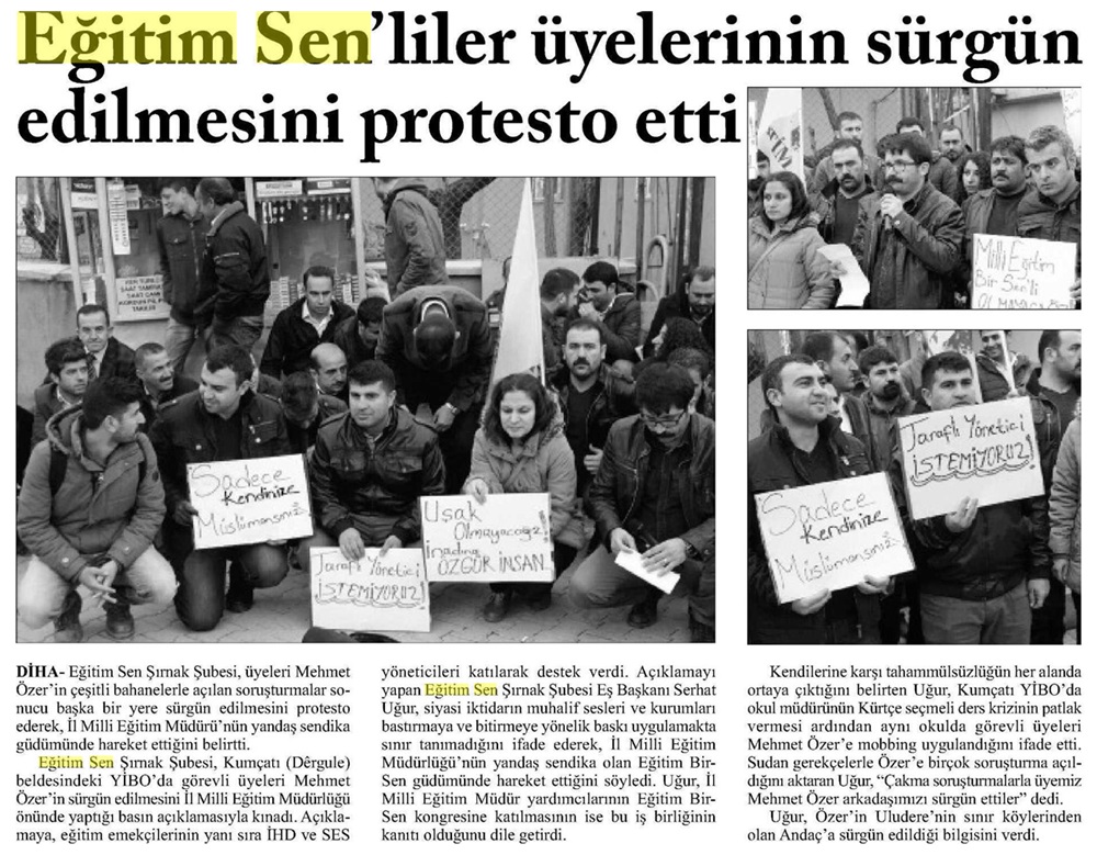 Eğitim Sen'liler Üyelerinin Sürgün Edilmesini Protesto Etti - Diyarbakır Özgür Haber