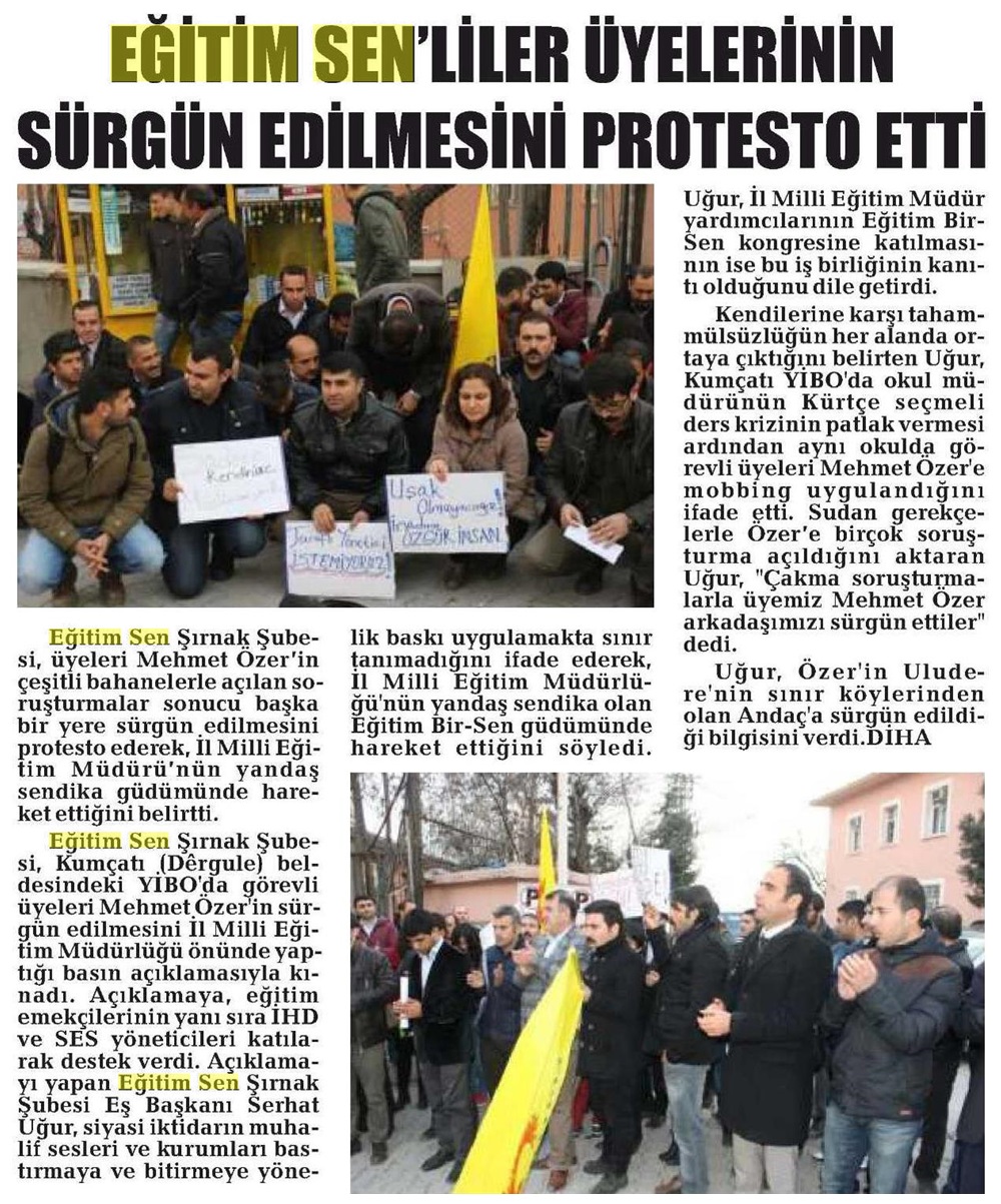 Eğitim Sen'liler Üyelerinin Sürgün Edilmesini Protesto Etti - Mardin Arena