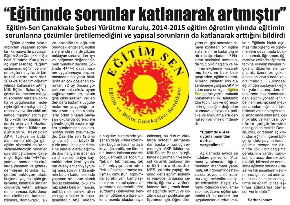 Eğitimde Sorunlar Katlanarak Artmıştır - Çanakkale Havadis
