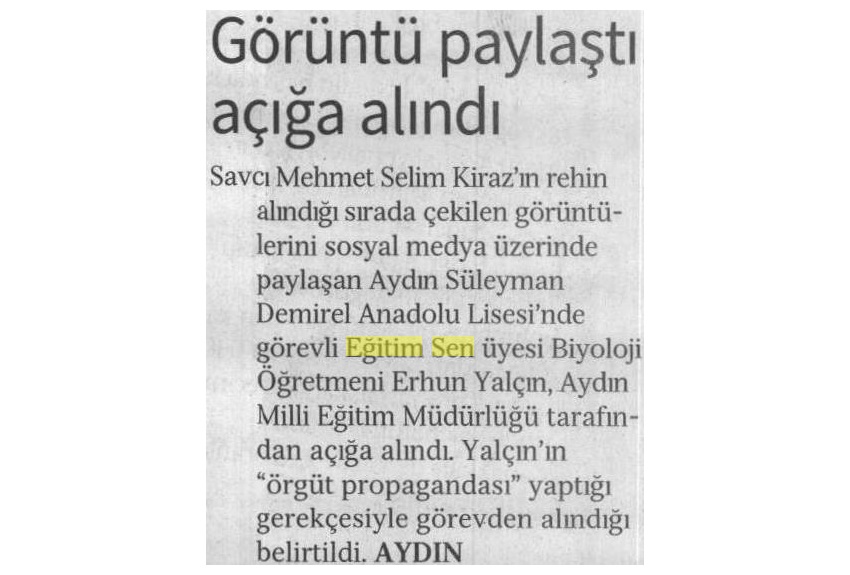 Görüntü Paylaştı Açığa Alındı - Özgür Gündem