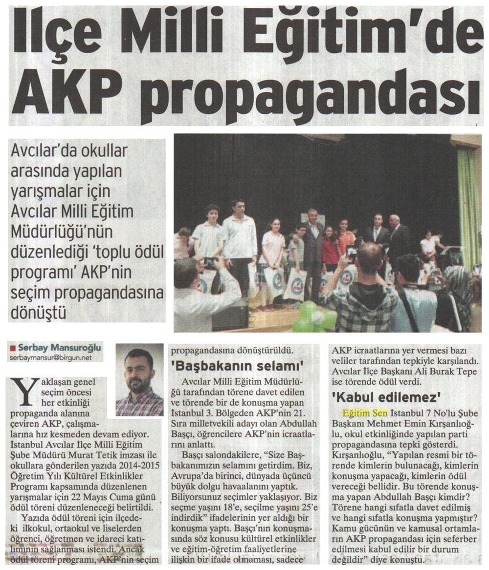 İlçe Milli Eğitim'de AKP Propagandası - Birgün