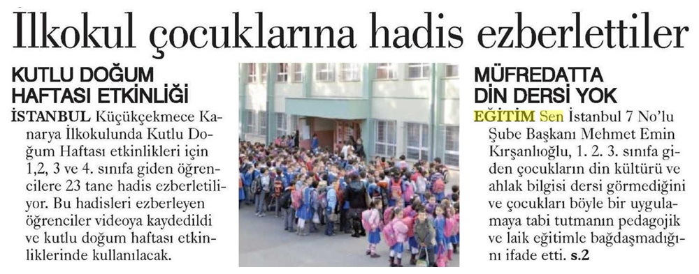 İlkokul Çocuklarına Hadis Ezberlettiler - Evrensel