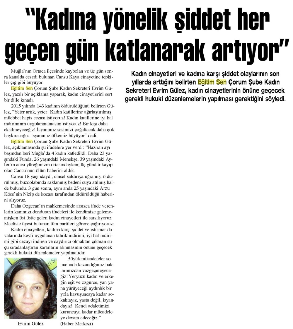 'Kadına Yönelik Şiddet Her Geçen Gün Katlanarak Artıyor' - Çorum Haber